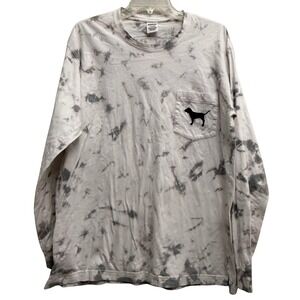 PINK by Victoria's Secret Tie Dye Long Sleeve Pocket T-Shirt Dog Logo - Size Lg